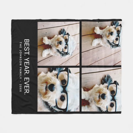 4 minimalistisch fotocollage - Beste jaar ooit Fleece Deken (Voorkant (Horizontaal))
