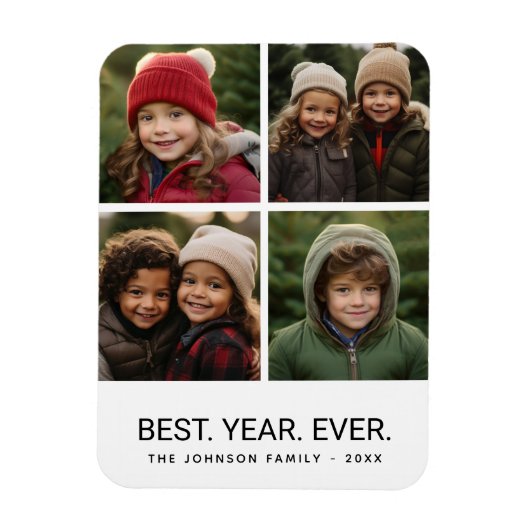 4 minimalistisch fotocollage - Beste jaar ooit Magneet (Verticaal)