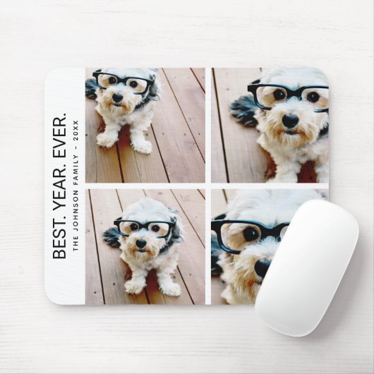 4 minimalistisch fotocollage - Beste jaar ooit Muismat (Met muis)