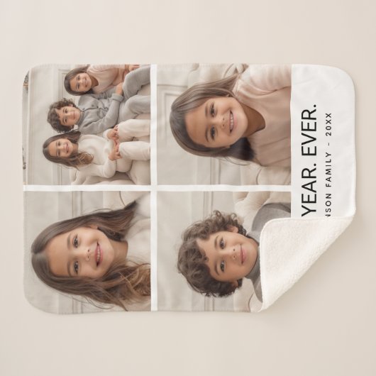 4 minimalistisch fotocollage - Beste jaar ooit Sherpa Deken (Voorkant (horizontaal))