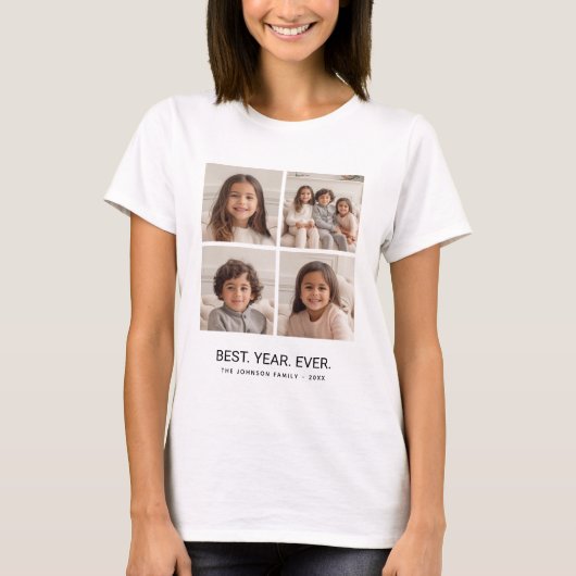 4 minimalistisch fotocollage - Beste jaar ooit T-shirt (Voorkant)
