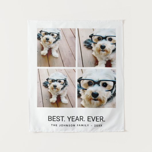 4 minimalistisch fotocollage - Beste jaar ooit Wandkleed (Voorkant)