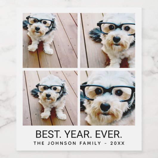 4 minimalistisch fotocollage - Beste jaar ooit Wijn Etiket (Enkel label)