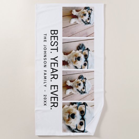 4 minimalistisch fotocollage - Beste jaar ooit wit Strandlaken (Voorkant)