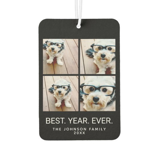 4 minimalistisch fotocollage - Beste jaar ooit zwa Luchtverfrisser (Achterkant)