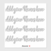 4 Modern Custom Name Laptop Stickers Set Grey (Vel)
