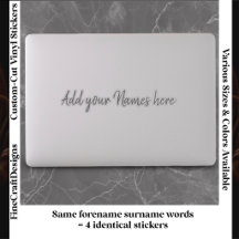 4 moderne op maat gemaakte naam laptopstickers set