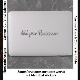 4 moderne op maat gemaakte naam laptopstickers set sticker