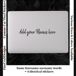 4 moderne op maat gemaakte naam laptopstickers set sticker