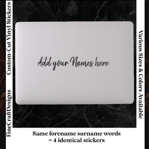 4 moderne op maat gemaakte naam laptopstickers set sticker