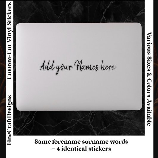 4 moderne op maat gemaakte naam laptopstickers set sticker