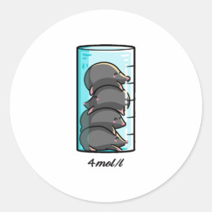 4 Moles per liter Chemistry Science Joke Ronde Sticker