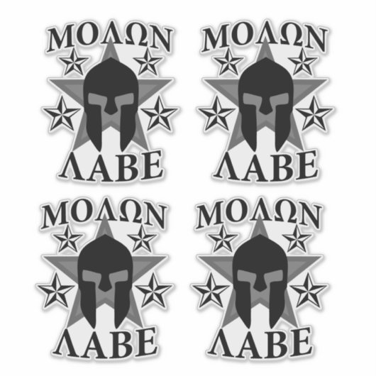 4 Molon Labe Spartan Warrior Sterren Sticker (Voorkant)