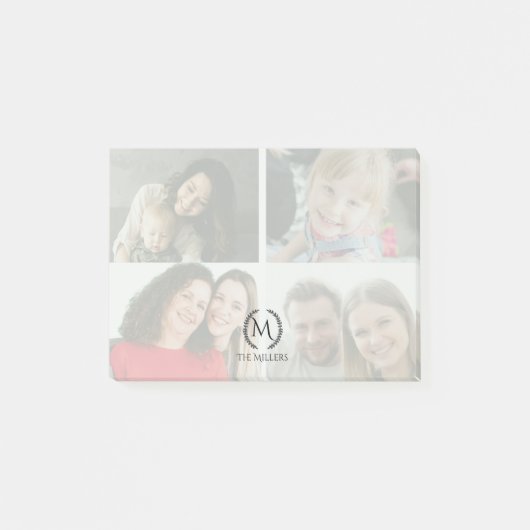 4 Monogram gepersonaliseerde post-it notities Post-it® Notes (Voorkant)