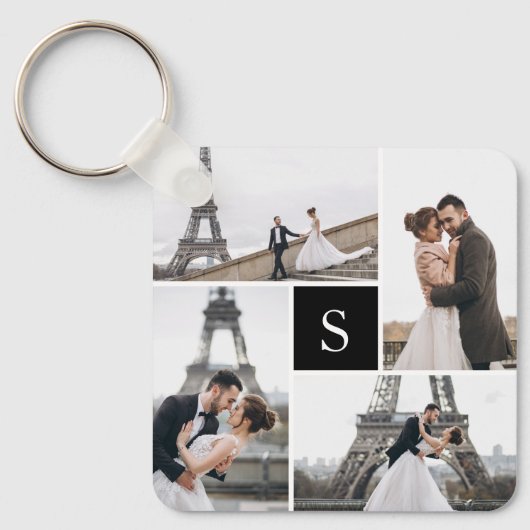 4 Monogram voor fotogalerie Black Sleutelhanger (Voorkant)
