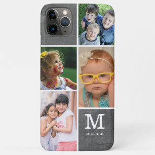 4 Monogramnaam foto-inkollage Familie Chalkboard Case-Mate iPhone Case