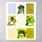 4 mooie zwarte dames artistieke grunge stijl poster (Voorkant)