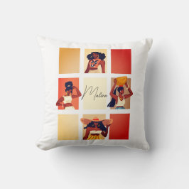 4 mooie zwarte dames boho chique art stijl naam kussen