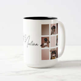 4 mooie zwarte dames boho chique art stijl naam tweekleurige koffiemok