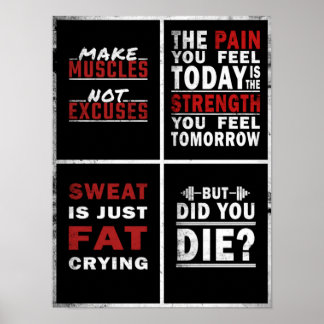 4 Motivatie Poster voor fitness collage