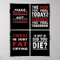 4 Motivatie Poster voor fitness collage