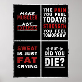 4 Motivatie Poster voor fitness  collage