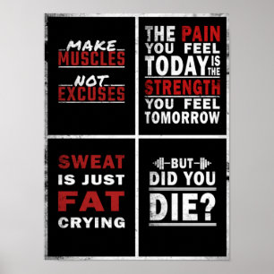 4 Motivatie Poster voor fitness  collage
