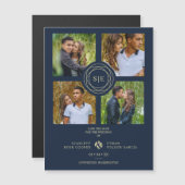 4 Multi Photos Navy Blue & Gold Minimal Initials (Voorkant / Achterkant)