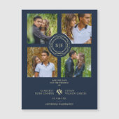 4 Multi Photos Navy Blue & Gold Minimal Initials (Voorkant)