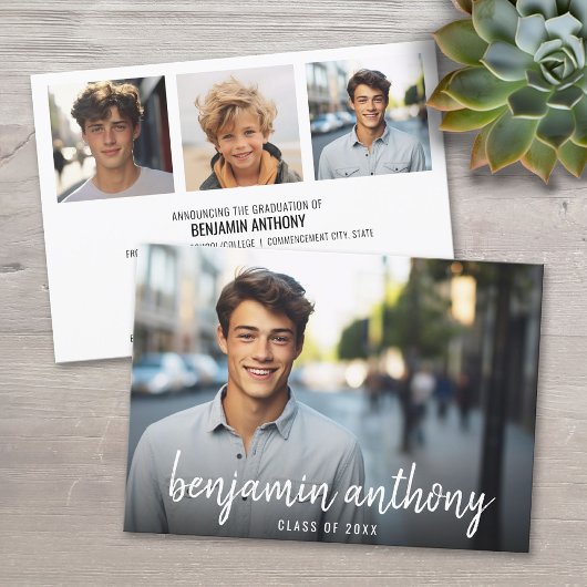 4 Naam fotocollage in script - Afstuderen Kaart