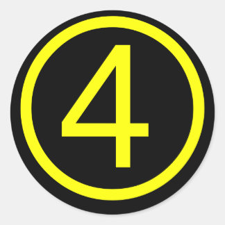 4 - nummer vier ronde sticker