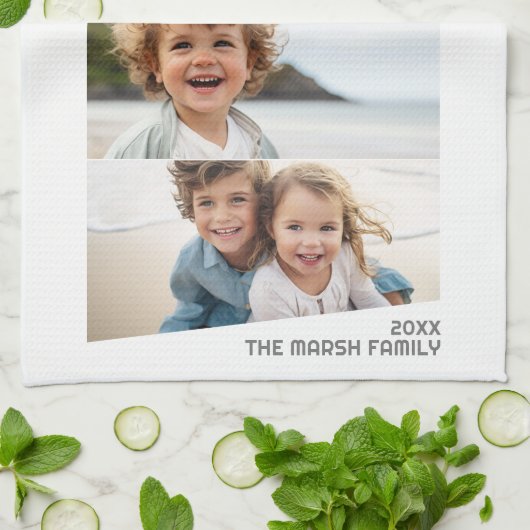 4 ongelijke fotocollage - funky vierzijdige kunst theedoek (Gevouwen)