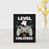 4 Ontgrendelde Videospel 4e Verjaardag Gamer Cadea Kaart (Gele Bloem)