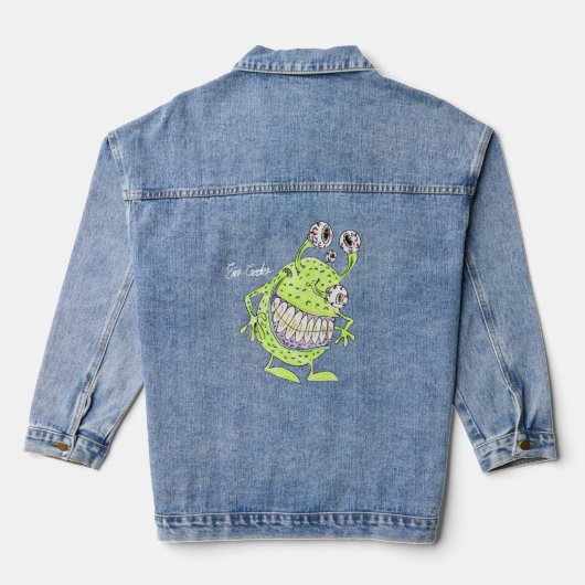 4-oog monster groen alien denim jacket (Achterkant)