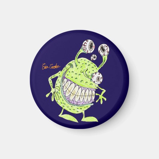 4-oog monster groen alien magneet (Voorkant)