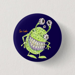 4-oog monster groen alien ronde button 3,2 cm