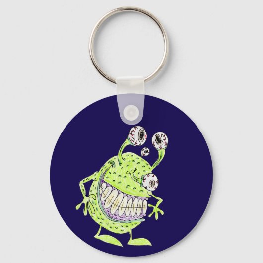 4-oog monster groen alien sleutelhanger (Voorkant)