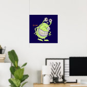 4-oogig groen alienmonster poster (Thuiskantoor)