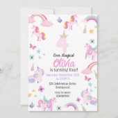 4 ooit magisch, eenhoorn verjaardag, regenbogen kaart (Voorkant)