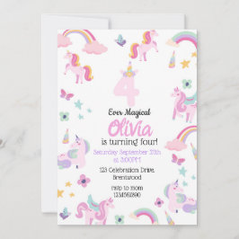 4 ooit magisch, eenhoorn verjaardag, regenbogen kaart