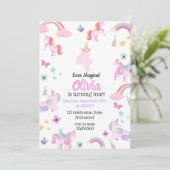 4 ooit magisch, eenhoorn verjaardag, regenbogen kaart (Staand voorkant)