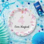 4 ooit magisch, eenhoorn verjaardag, regenbogen papieren bordje (Feest)