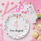 4 ooit magisch, eenhoorn verjaardag, regenbogen papieren bordje (Feest)