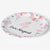 4 ooit magisch, eenhoorn verjaardag, regenbogen papieren bordje (Gekanteld)