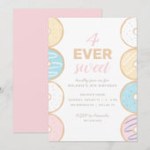 4 Ooit Sweet Pastel Donut Birthday Party Kaart (Voorkant / Achterkant)