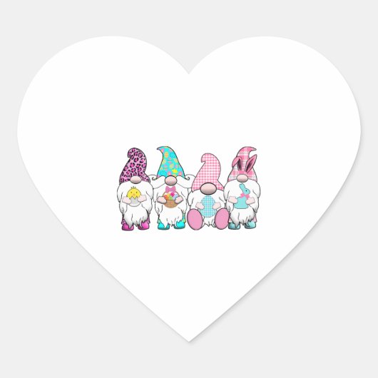 4 paasgnomes pastel lente bunny Ears Gingham R Hart Sticker (Voorkant)