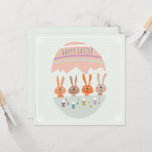 4 paashaasjes aan tafel kaart (Voorkant / Achterkant in situ)