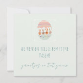 4 paashaasjes aan tafel kaart (Achterkant)