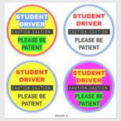 (4-pack beginnende student driver tekenen) Patienc Sticker (Vel)