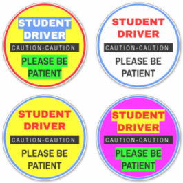 (4-pack beginnende student driver tekenen) Patienc Sticker